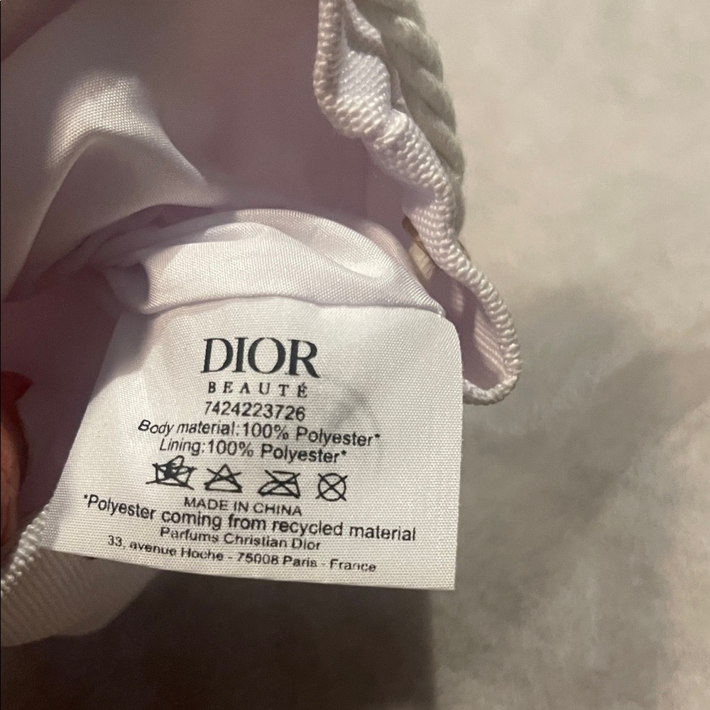 Dior white Canvas Drawstring Pouch with Gold CD Logo and box - Picture 6 of 8